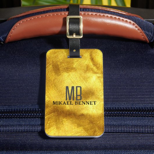 PRO Goud Geborsteld Metallic Bagagelabel (Voorkant Insitu 2)