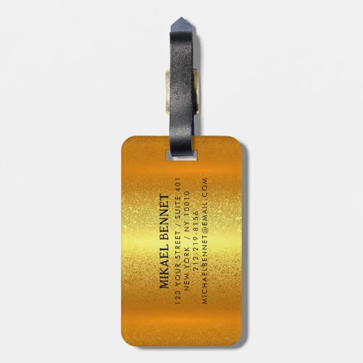 PRO Goud Geborsteld Metallic Bagagelabel (Achterkant verticaal)