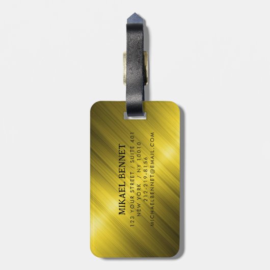 PRO Goud Geborsteld Metallic Bagagelabel (Achterkant verticaal)