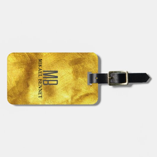 PRO Goud Geborsteld Metallic Bagagelabel (Voorkant horizontaal)