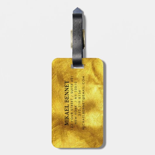 PRO Goud Geborsteld Metallic Bagagelabel (Achterkant verticaal)
