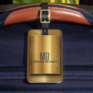 PRO Gouden Geborstelde Metalen Bagage Label