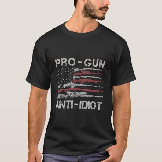 Pro Gun Anti Idio Usa Flag 2Nd Adt T-shirt (Voorkant)