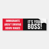 Pro-immigrant antikapitalist bumpersticker (Voorkant)