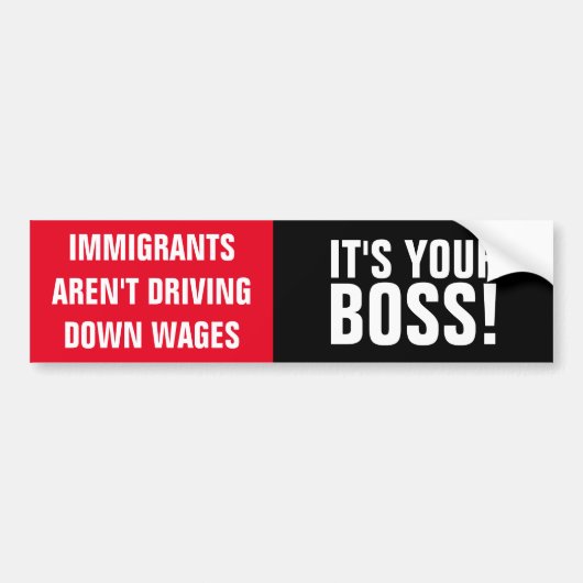 Pro-immigrant antikapitalist bumpersticker (Voorkant)