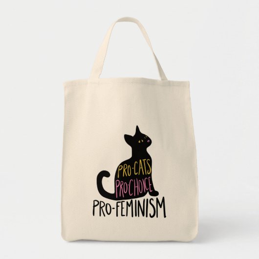 Pro-kat pro-keuze pro-feminisme tote bag (Voorkant)