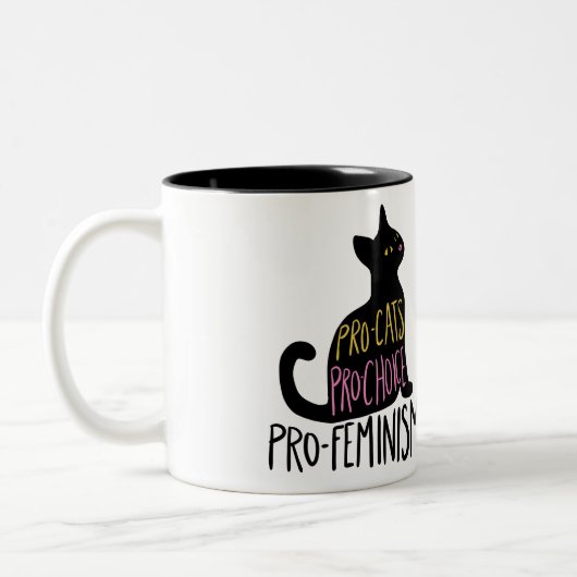 Pro-kat pro-keuze pro-feminisme tweekleurige koffiemok (Links)