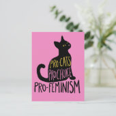 Pro-katten pro-keuze pro-feminisme zwarte kat briefkaart (Staand voorkant)