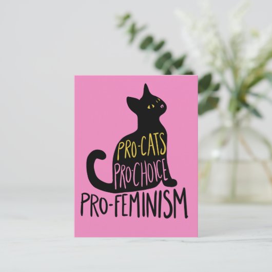Pro-katten pro-keuze pro-feminisme zwarte kat briefkaart (Staand voorkant)