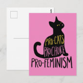 Pro-katten pro-keuze pro-feminisme zwarte kat briefkaart (Voorkant / Achterkant)