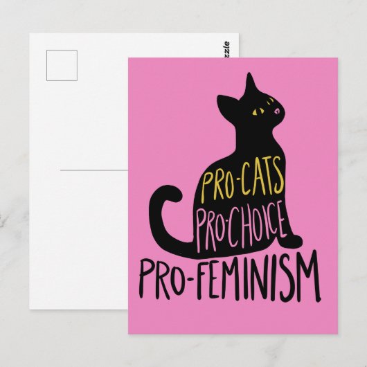 Pro-katten pro-keuze pro-feminisme zwarte kat briefkaart (Voorkant / Achterkant)