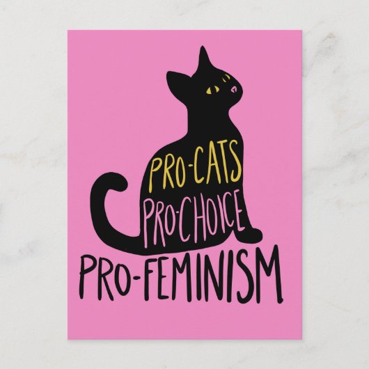 Pro-katten pro-keuze pro-feminisme zwarte kat briefkaart (Voorkant)