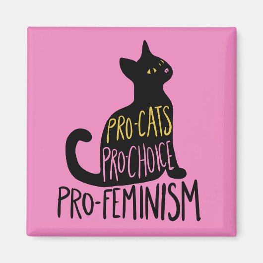 Pro-katten pro-keuze pro-feminisme zwarte kat magneet (Voorkant)