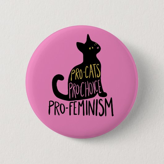 Pro-katten pro-keuze pro-feminisme zwarte kat ronde button 5,7 cm (Voorkant)