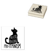Pro-katten pro-keuze pro-feminisme zwarte kat rubberstempel (Gestempeld)