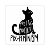 Pro-katten pro-keuze pro-feminisme zwarte kat rubberstempel (Afrduk)