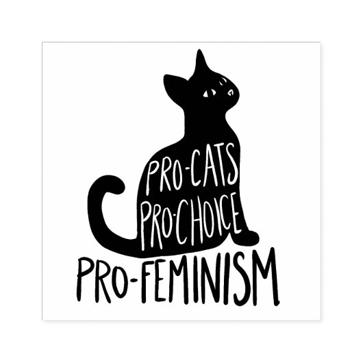 Pro-katten pro-keuze pro-feminisme zwarte kat rubberstempel (Afrduk)
