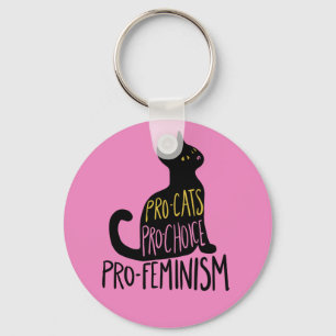 Pro-katten pro-keuze pro-feminisme zwarte kat sleutelhanger