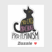 Pro-katten pro-keuze pro-feminisme zwarte kat sticker (Vel)