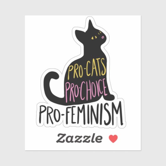 Pro-katten pro-keuze pro-feminisme zwarte kat sticker (Vel)