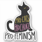 Pro-katten pro-keuze pro-feminisme zwarte kat sticker (Voorkant)