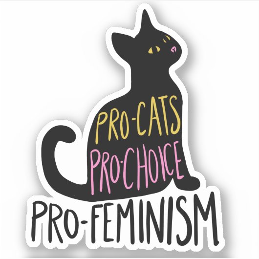 Pro-katten pro-keuze pro-feminisme zwarte kat sticker (Voorkant)