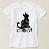 Pro-katten pro-keuze pro-feminisme zwarte kat t-shirt (Design voorkant)