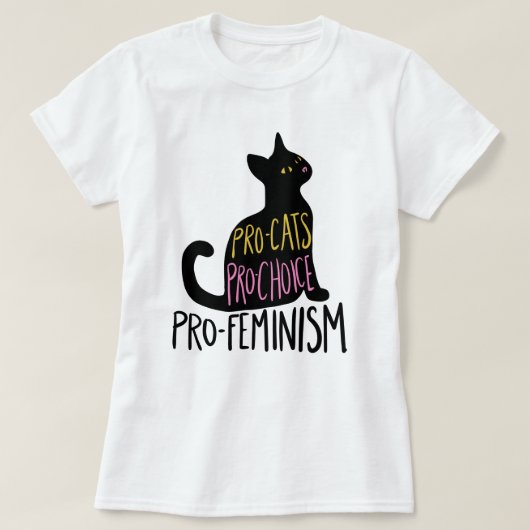 Pro-katten pro-keuze pro-feminisme zwarte kat t-shirt (Design voorkant)