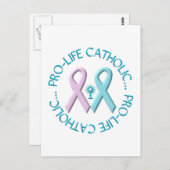 Pro-leven katholieke w/monstrance & roze/blauwe li briefkaart (Voorkant / Achterkant)