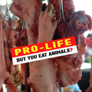 Pro-leven maar eet je dieren?, bumpersticker