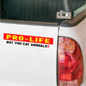 Pro-leven maar eet je dieren?, bumpersticker (Op Truck)