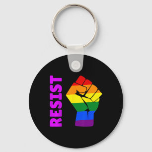Pro-lgbt Regenboog Opgeheven Vuist #resist Anti-tr Sleutelhanger