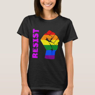 Pro-lgbt Regenboog Opgeheven Vuist #resist Anti-tr T-shirt