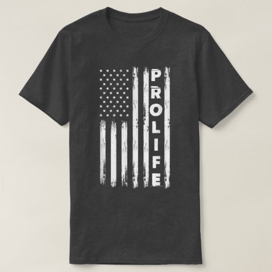 Pro Life American Flag Distress Patrioti T-shirt (Design voorkant)