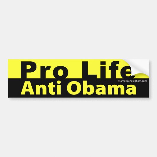Pro Life Anti Obama Bumpersticker (Voorkant)