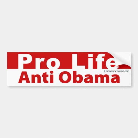 Pro Life Anti Obama Bumpersticker (Voorkant)