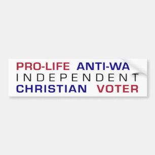 Pro-life Anti-War Independent Christelijk Voter Bumpersticker