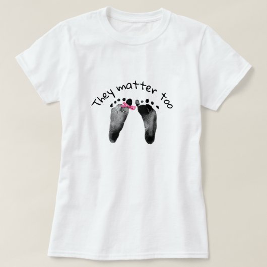 Pro-Life Baby Footprints with Pink Bow T-shirt (Design voorkant)