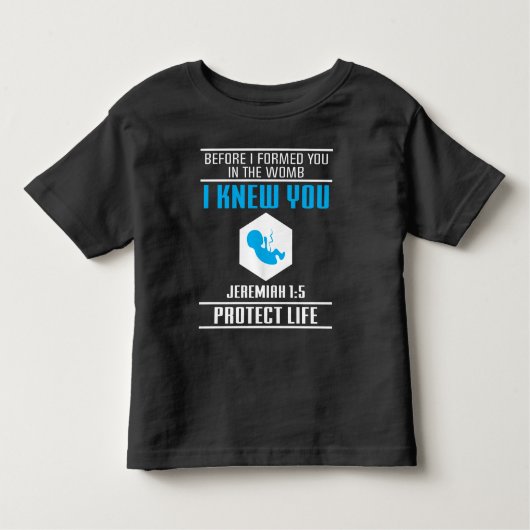 Pro Life Baby Jeremiah 1:5 Bijbelvers Kinder Shirts (Voorkant)