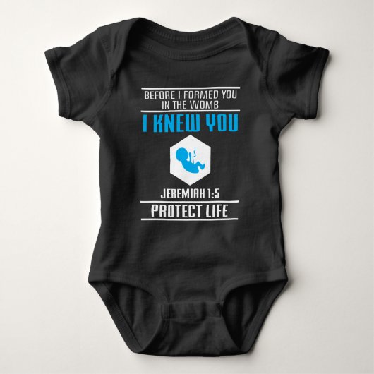 Pro Life Baby Jeremiah 1:5 Bijbelvers Romper (Voorkant)