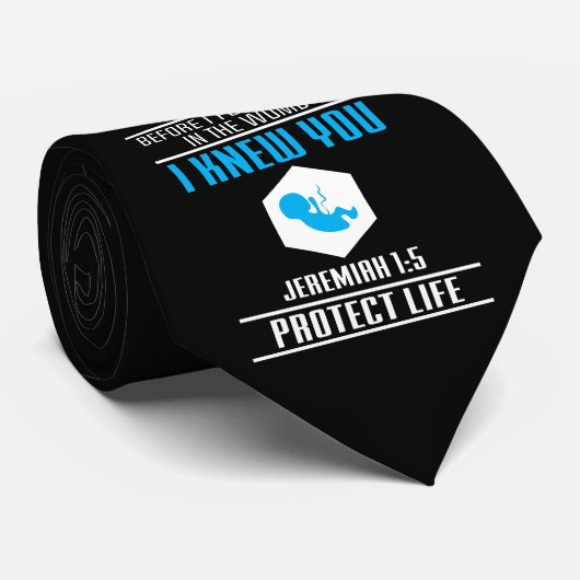 Pro Life Baby Jeremiah 1:5 Bijbelvers Stropdas (Opgerold)
