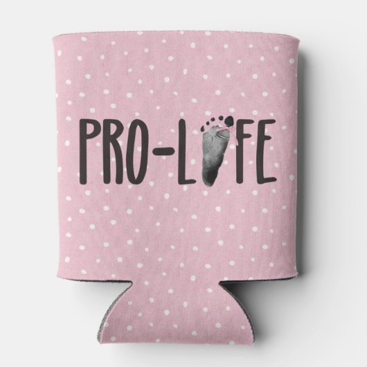 Pro-Life Baby voetafdruk op polka dots Blikjeskoeler (Achterkant)