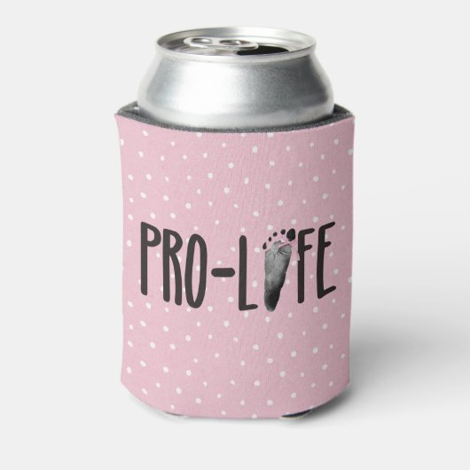 Pro-Life Baby voetafdruk op polka dots Blikjeskoeler (Blikje Achterkant)