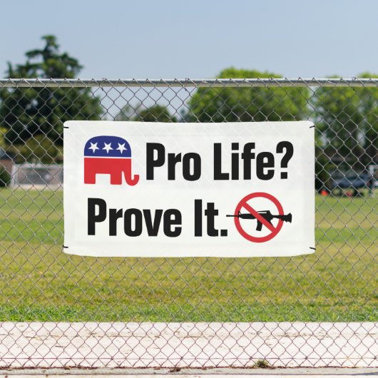 Pro Life? Bewijs het - Verboden Assault Weapons Spandoek (Insitu)