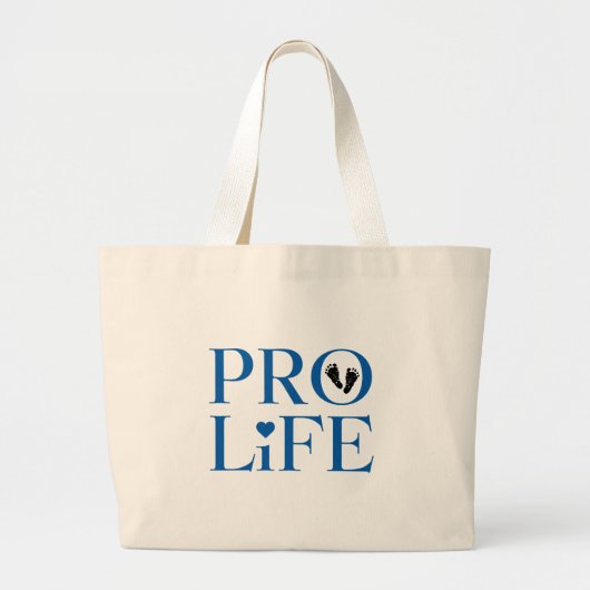 Pro Life Blauw Grote Tote Bag (Voorkant)