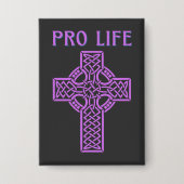 Pro-Life Catholic Cross Pin-Back Button (Voorkant)