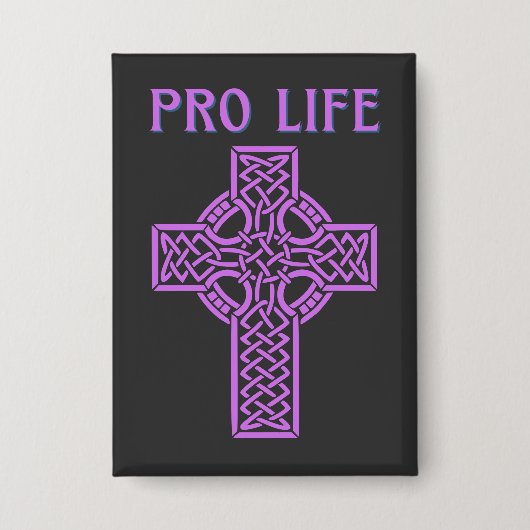 Pro-Life Catholic Cross Pin-Back Button (Voorkant)