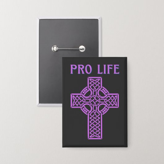 Pro-Life Catholic Cross Pin-Back Button (Voorkant / Achterkant)