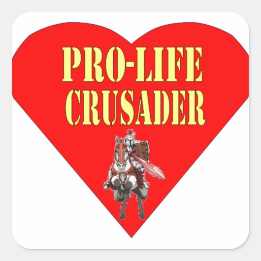 PRO LIFE CRUSADER VIERKANTE STICKER (Voorkant)