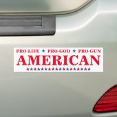 Pro Life God Pistool American Red Blue Stars White Bumpersticker (Op auto)